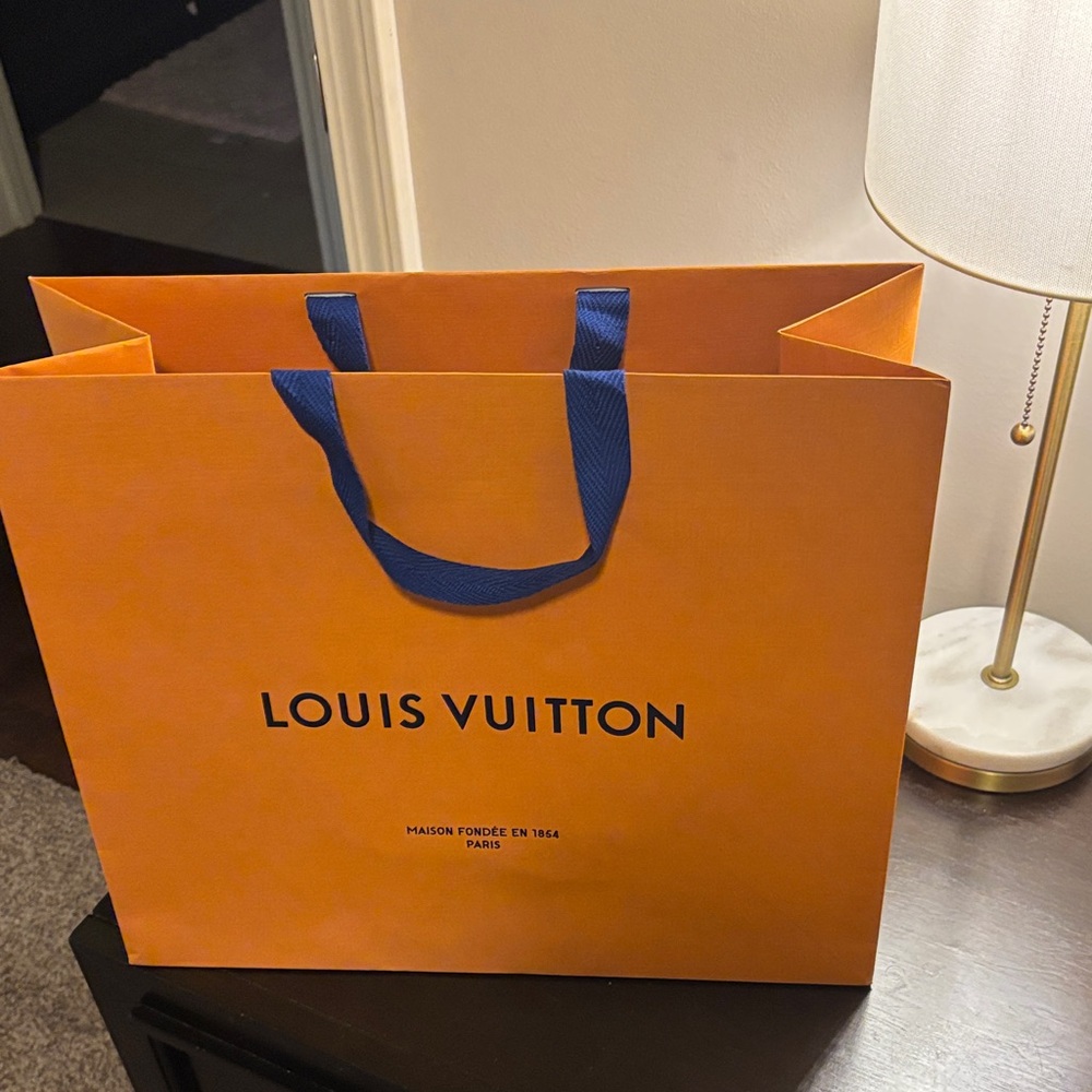Louis Vuitton Orange Bag with Blue Handles